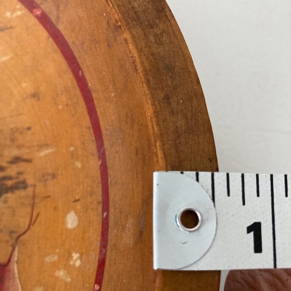 Primitive Wood Dough Bowl Footed Hand Painted  1940's Red Radishes on Inside - Picture 12 of 16